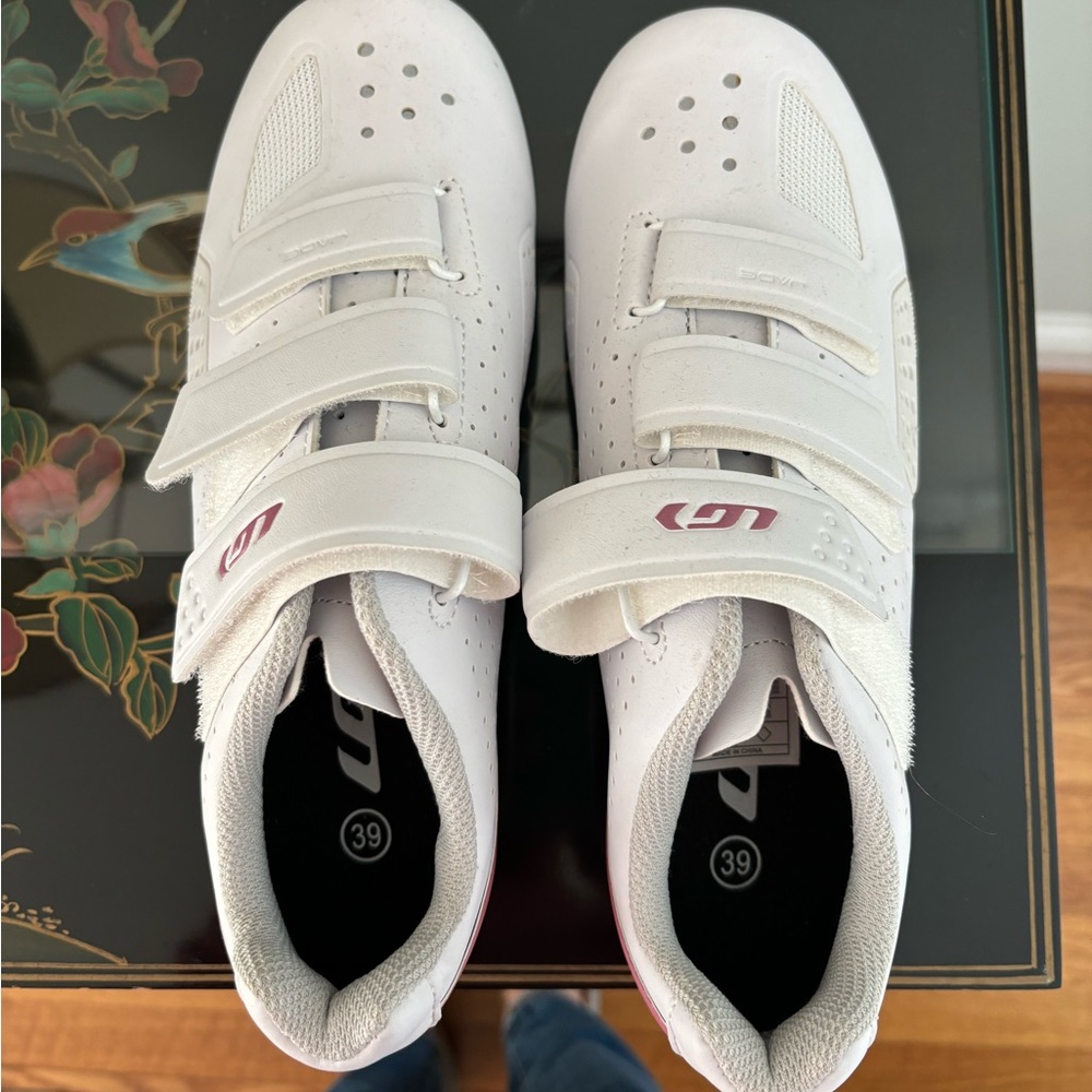 LGS women’s road bike shoes white Velcro closure